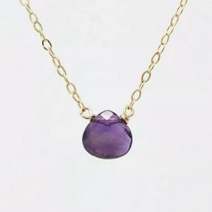 Beautiful Amethyst Drop Pendant. 18 inches. 14k.